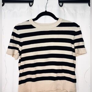 Express Black and Tan Striped Sweater Top